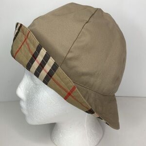 Burberry Vintage Tan Bucket Hat Nova Check Liner